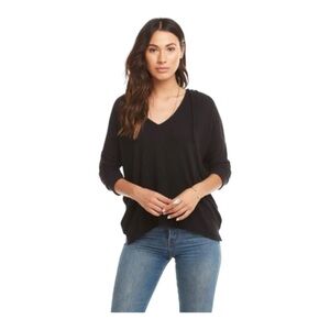 NWT Chaser French Terry 3/4 Sleeve Side Split Pullover / black